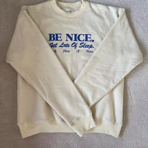 BRAND NEW sporty & rich be nice cream crewneck sweatshirt size small